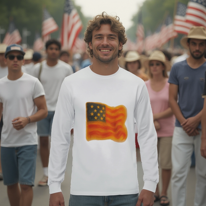 American Flag Longsleeve T-shirt – Classic Crew Cotton Tee