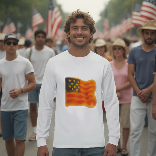 American Flag Longsleeve T-shirt – Classic Crew Cotton Tee