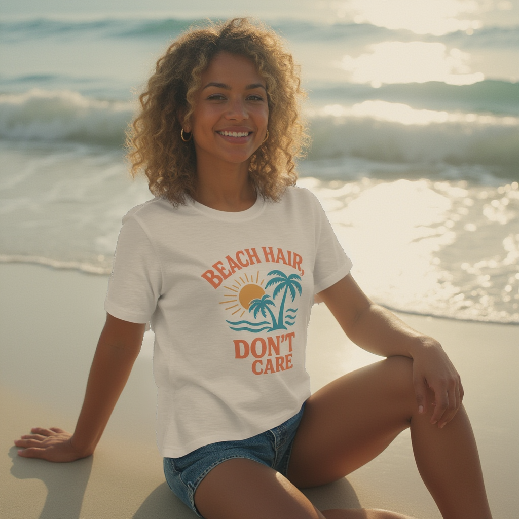 Beach Hair Don’t Care – Relaxed Fit, Premium T-Shirt