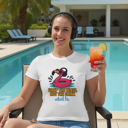 Drop Beats Not the Drink – Party-Ready Flamingo Tee