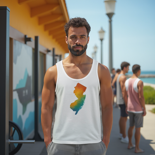 Men’s Colorful New Jersey Tank Top – Graphic Muscle Tee
